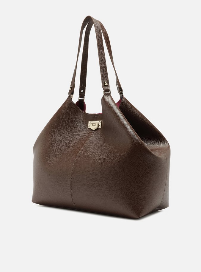 Bolsa Shopping Marrom Grande Encaixe Metal