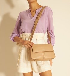 Bolsa Tiracolo Marrom Couro Giordana Média Bolsa Tiracolo Marrom Couro Giordana Média