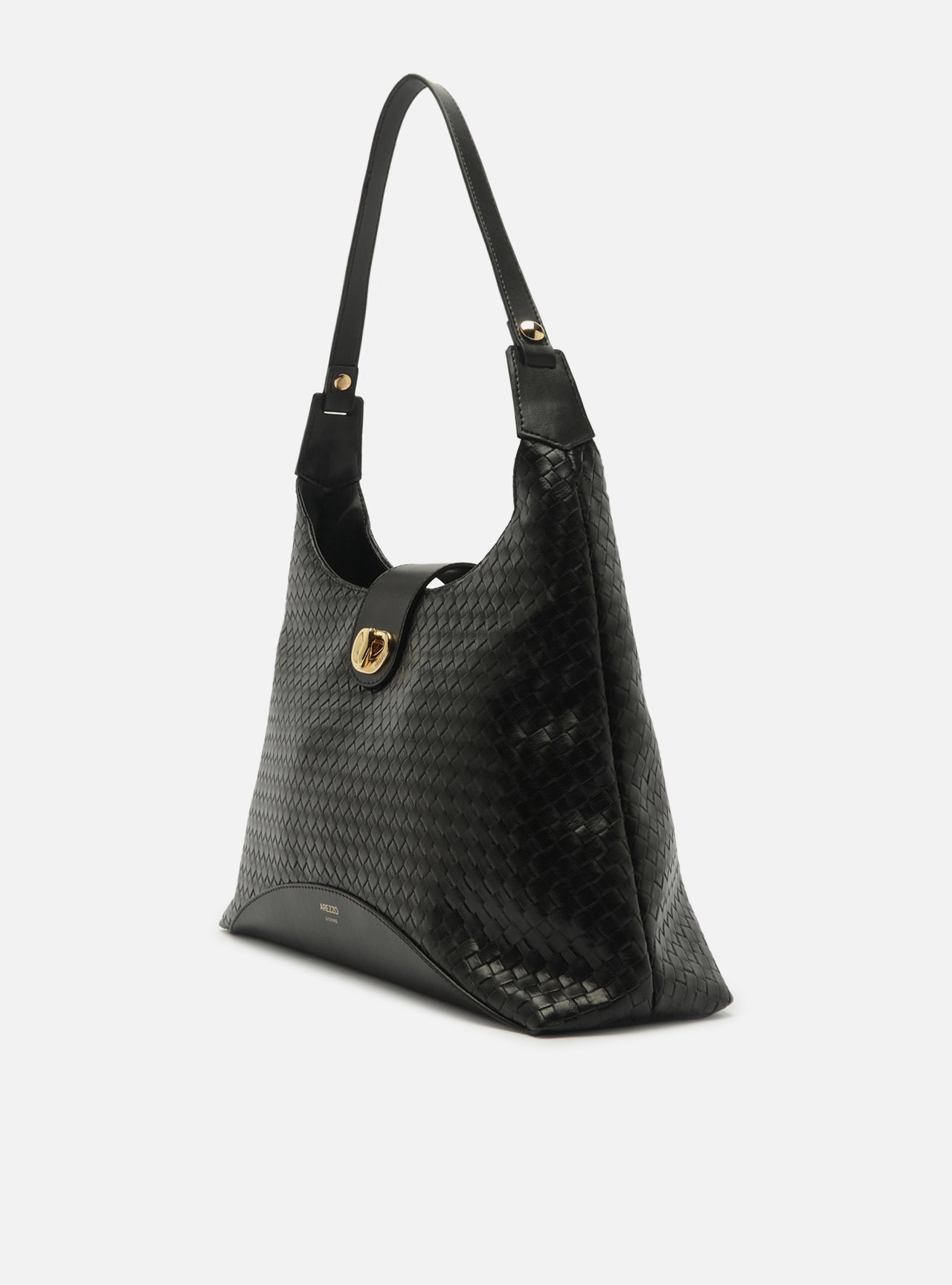 Bolsa Hobo Preta Grande Tressê Metal Orgânico — foto 2