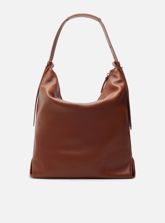 Bolsa Hobo Marrom Couro Grande Detalhe Tiras