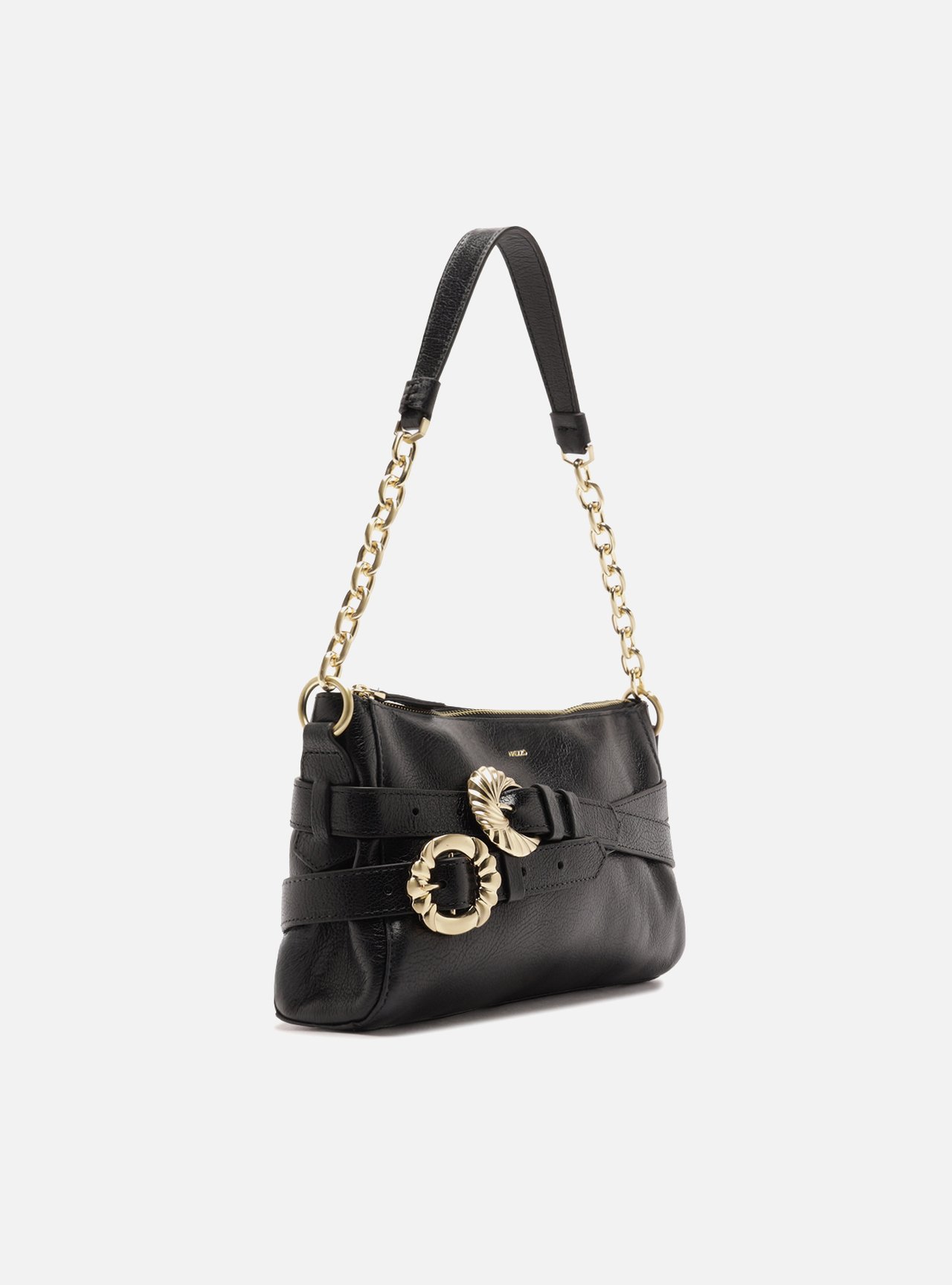 Bolsa Shoulder Preta Couro Pequena Corrente — foto 5