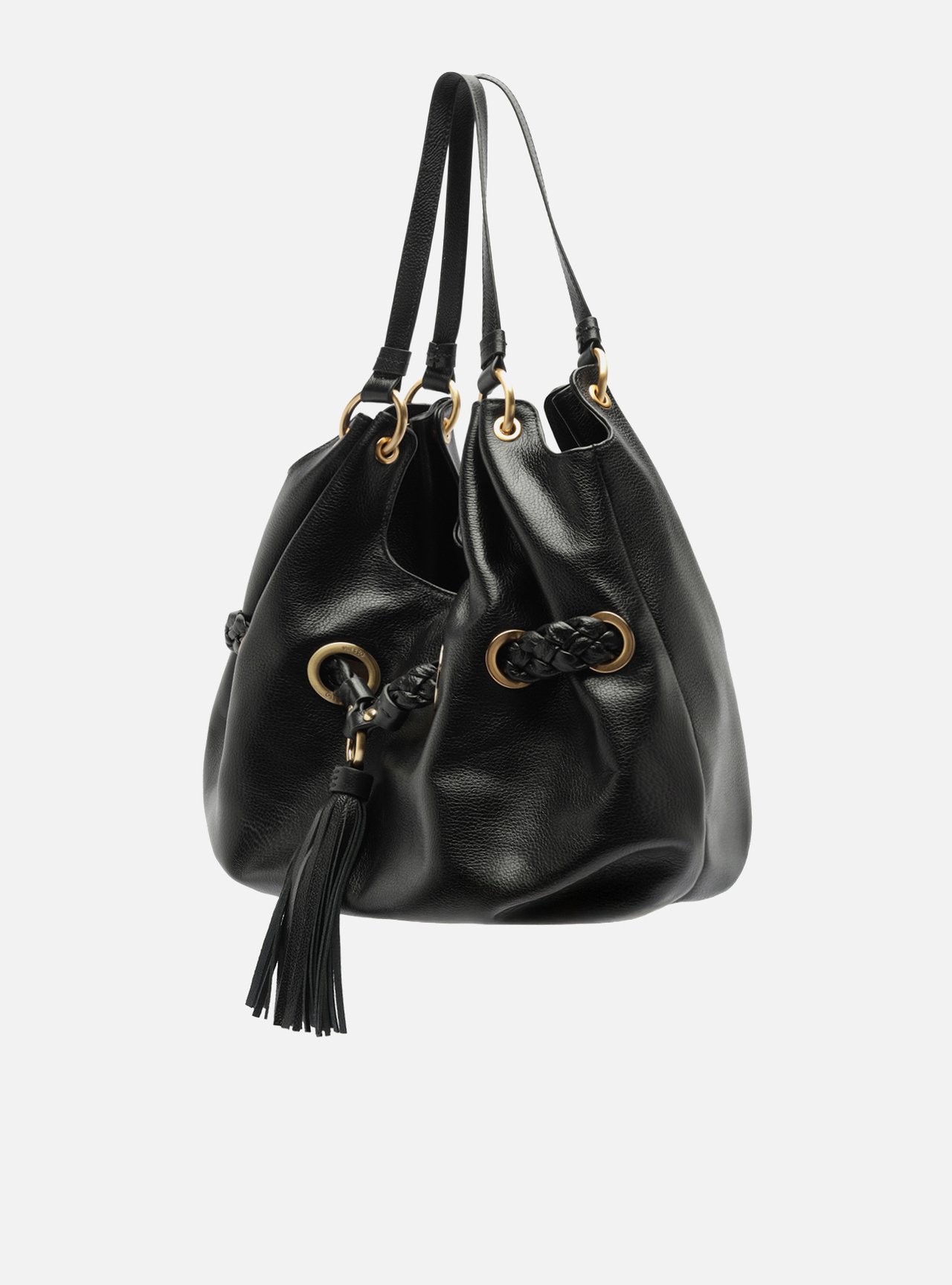 Bolsa Hobo Preta Couro Grande Barbicacho — foto 2