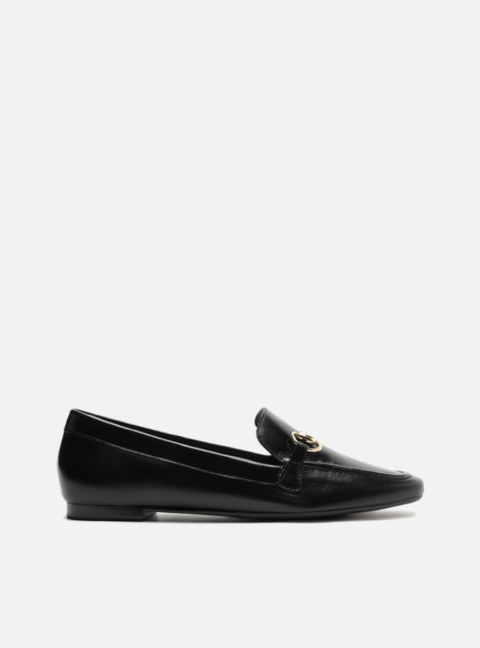 Mocassim Preto Couro Bico Quadrado Bridão