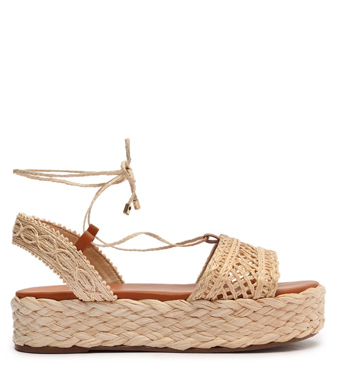 Sandália Natural Ráfia Flatform Tramada