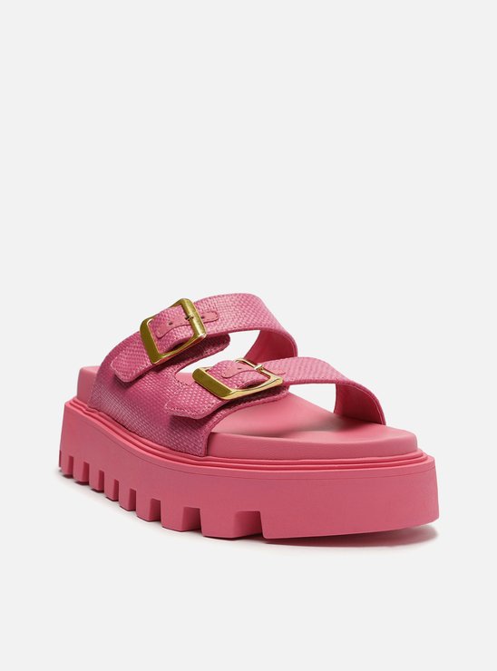 Sandália Papete Rosa Flatform Tratorada