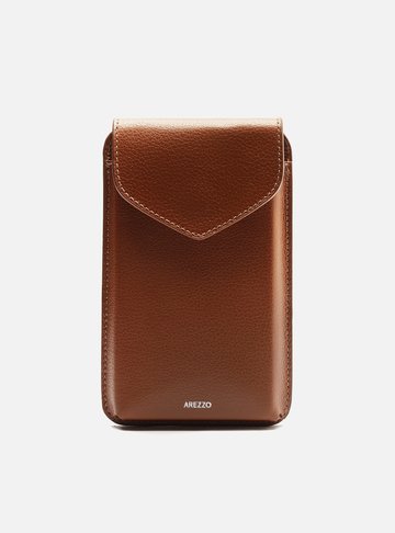 Mini Bag Marrom Couro Porta-Celular Básica