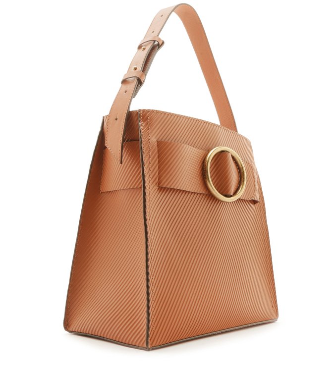 Bolsa Hobo Couro Allegra Stripes Média Argila Real