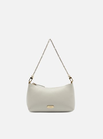 Bolsa Tiracolo Branca Couro Pequena Corrente Tag