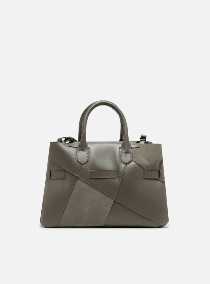 Bolsa Tote Cinza Couro Média Fivela