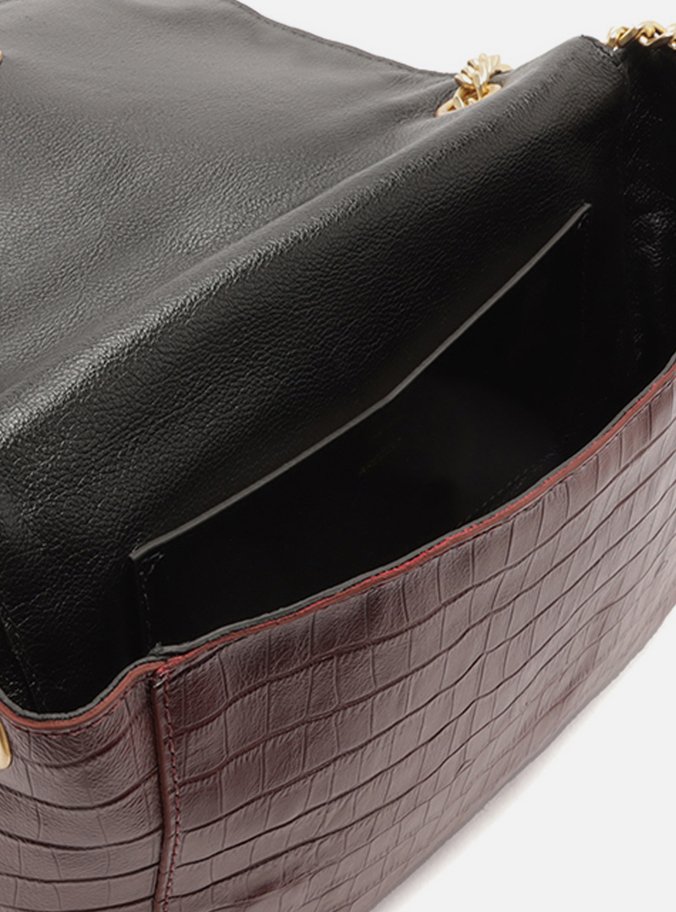 Bolsa Tiracolo Vermelha Couro Croco Média Reversível