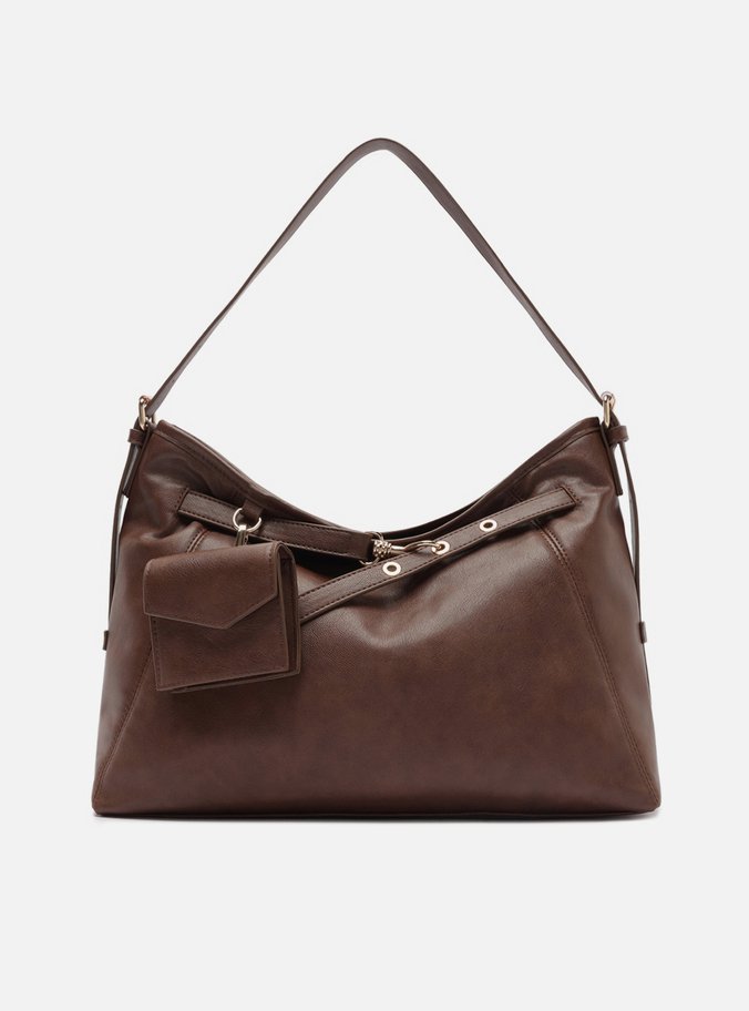 Bolsa Hobo Marrom Grande Metais