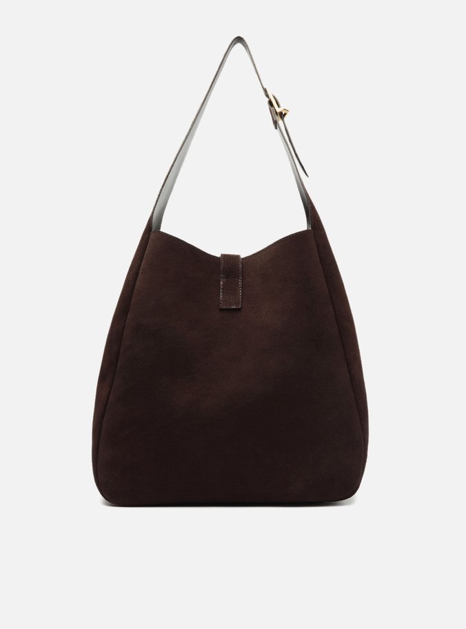 Bolsa Hobo Marrom Couro Acamurçado 