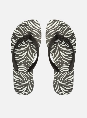 Chinelo de Dedo Animal Print Tiras Preto