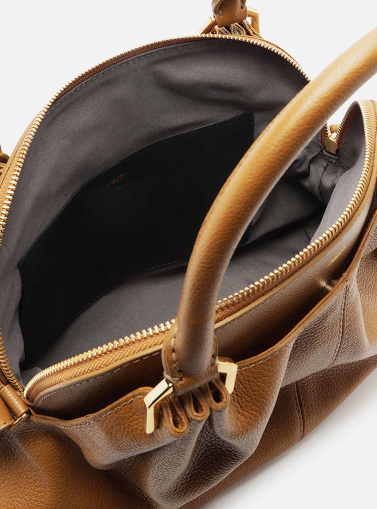 Bolsa Tote Marrom Couro Grande Franzida — foto 4