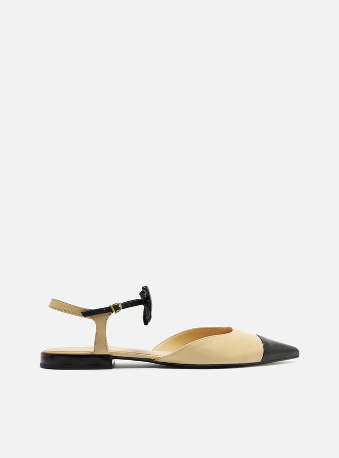 Sapatilha Nude Couro Aberta Laço Classy