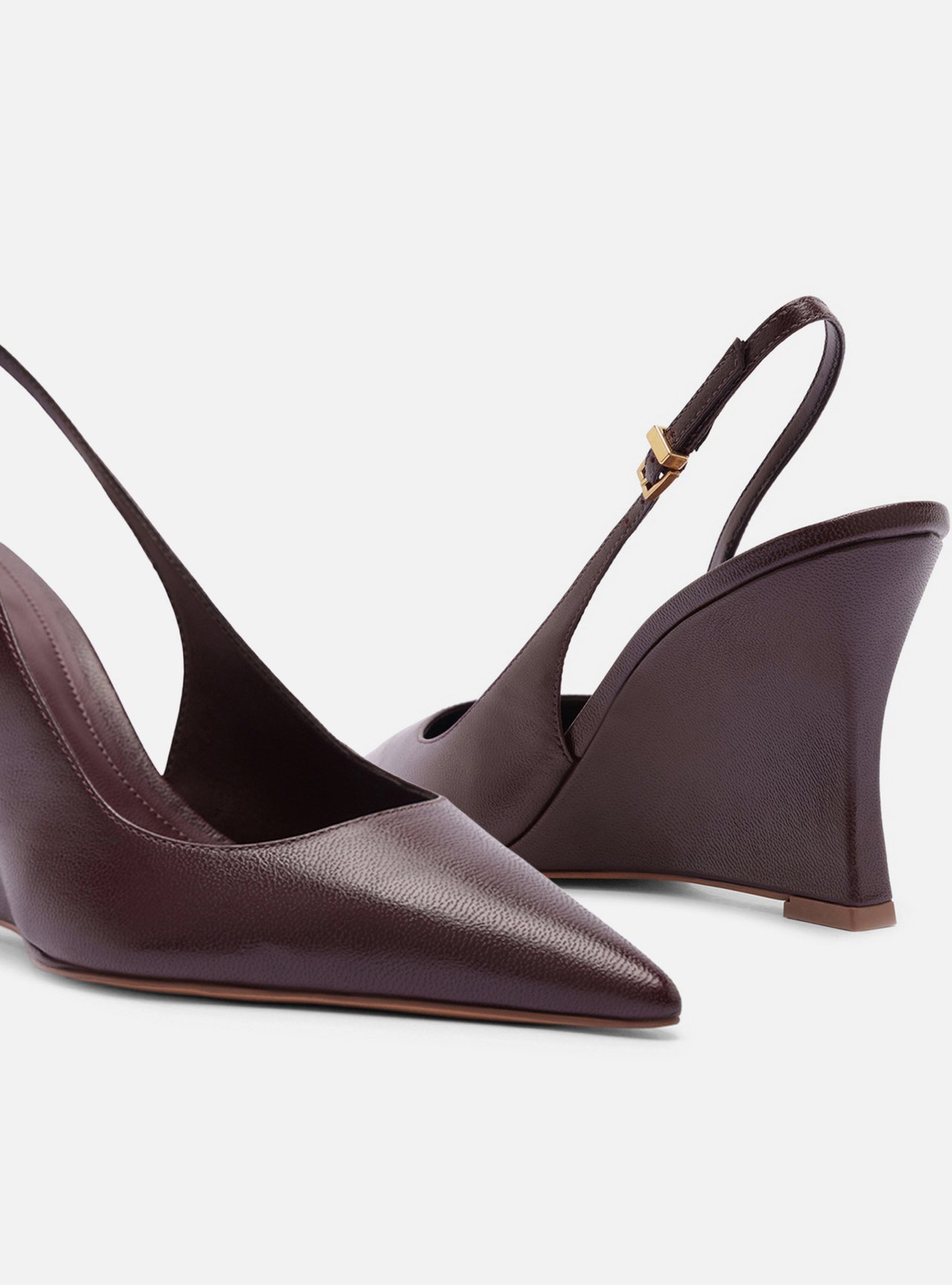 Scarpin Bordô Dark Couro Salto Alto Anabela Slingback — foto 4