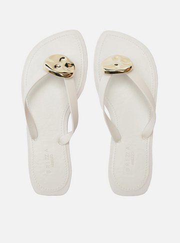 Chinelo Minimal Branco Bico Redondo