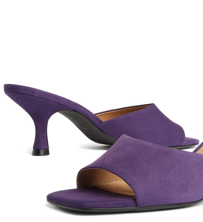 Mule Roxa Nobuck Bico Quadrado
