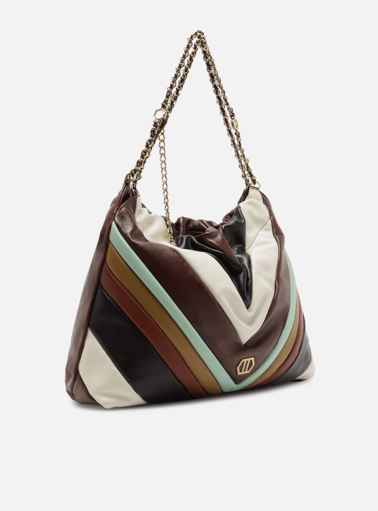 Bolsa Hobo Couro Multicolorida Grande — foto 5
