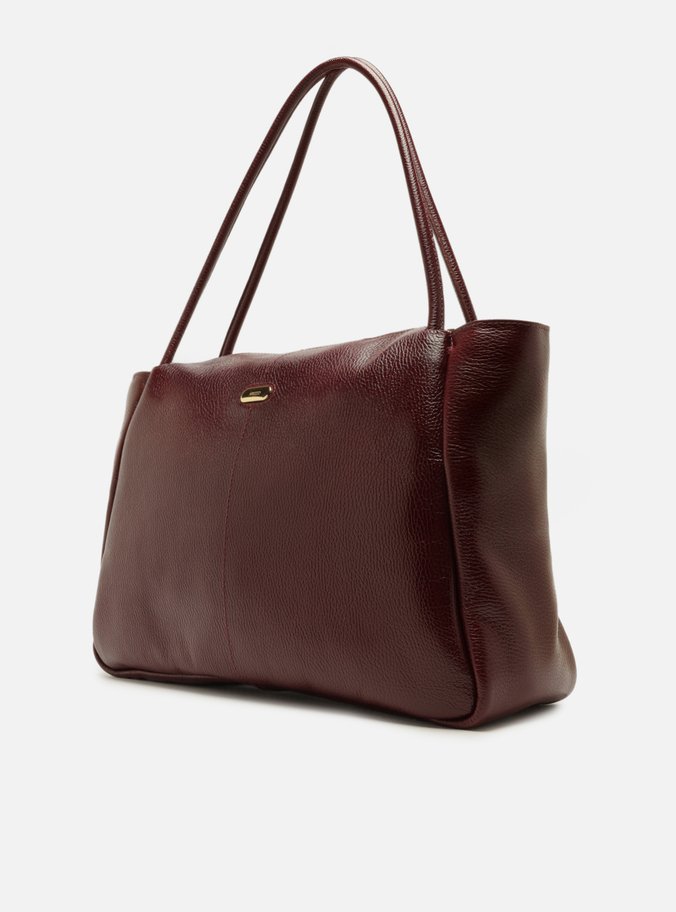 Bolsa Shopping Vinho Couro Grande Tag Metal