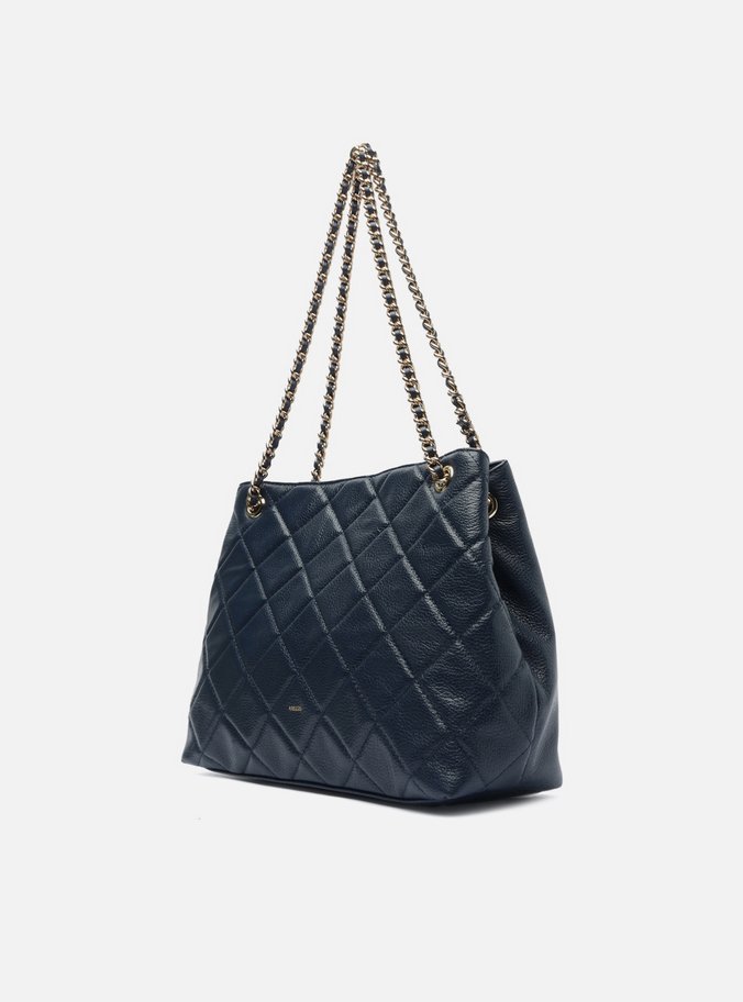 Bolsa Tote Azul Couro Matelassê Gab Média