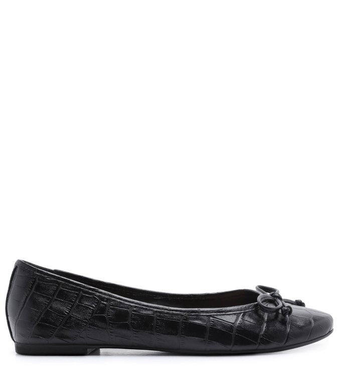 Sapatilha Preta Croco Tiny Bow