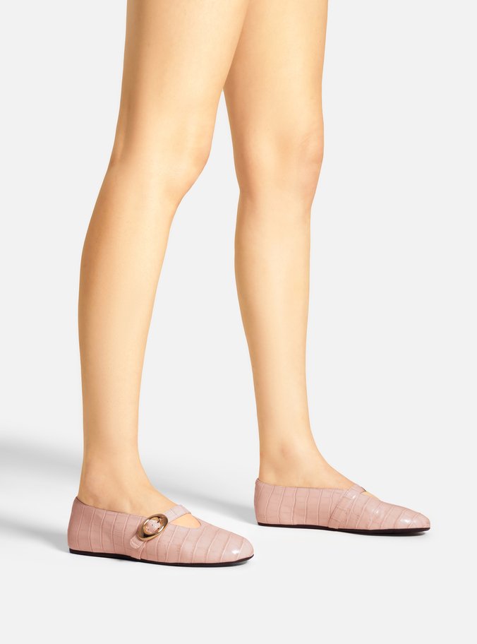 Sapatilha Rosa Croco Fivela Maxi