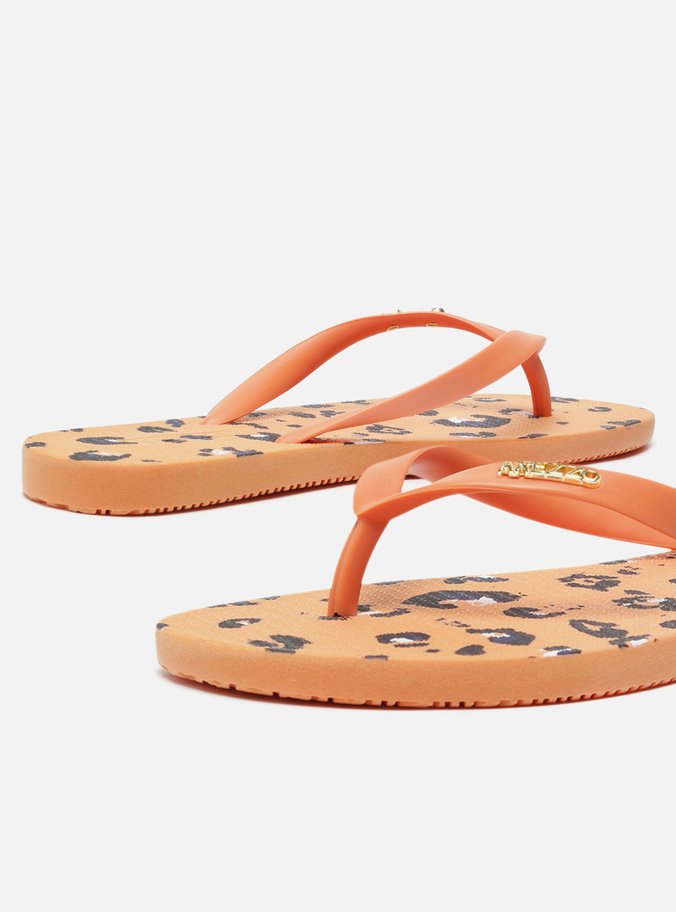 Chinelo de Dedo Animal Print Laranja Brizza