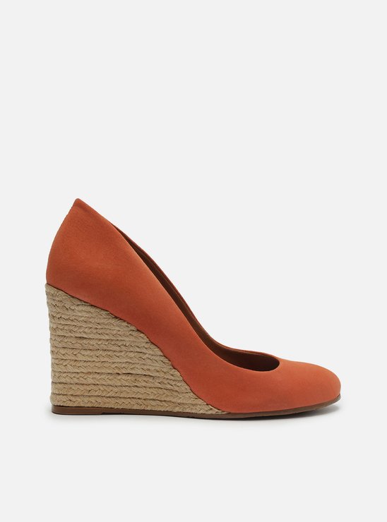 Scarpin Laranja Couro Soft Rum