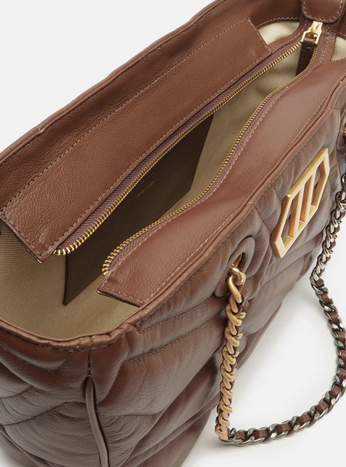 Bolsa Shopping Marrom Escura Couro Emma Grande