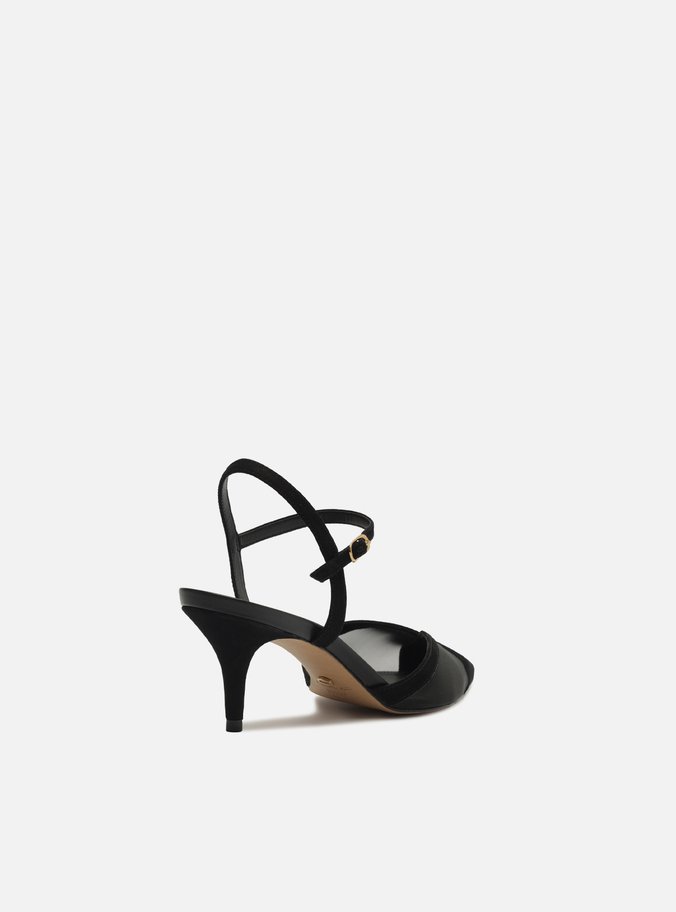 Scarpin Preto Tela Salto Baixo