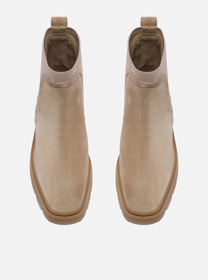 Bota Nude Cano Curto Tratorada Elástico