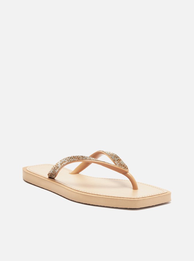 Chinelo de Dedo Nude Recouro Square Strass