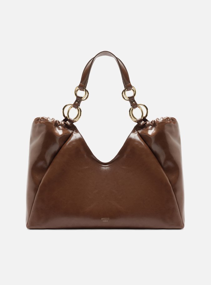 Bolsa Shopping Marrom Grande Argolas