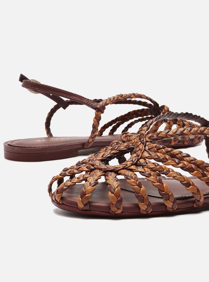 Sandália Rasteira Vinho Tiras Huarache