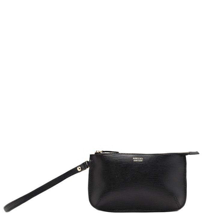 Necessaire Preta Couro Bella Pequena