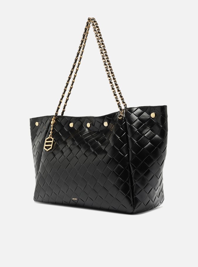 Bolsa Shopping Couro Preta Grande