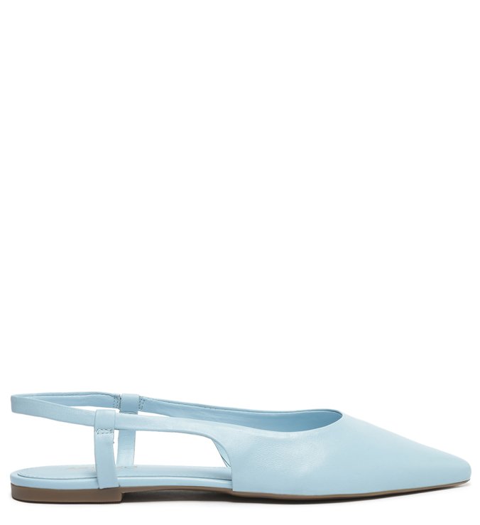 Sapatilha Azul Couro Bico Fino Slingback