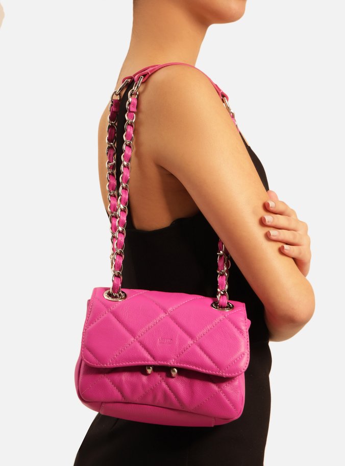 Bolsa Tiracolo Rosa Couro Pequena Mizz