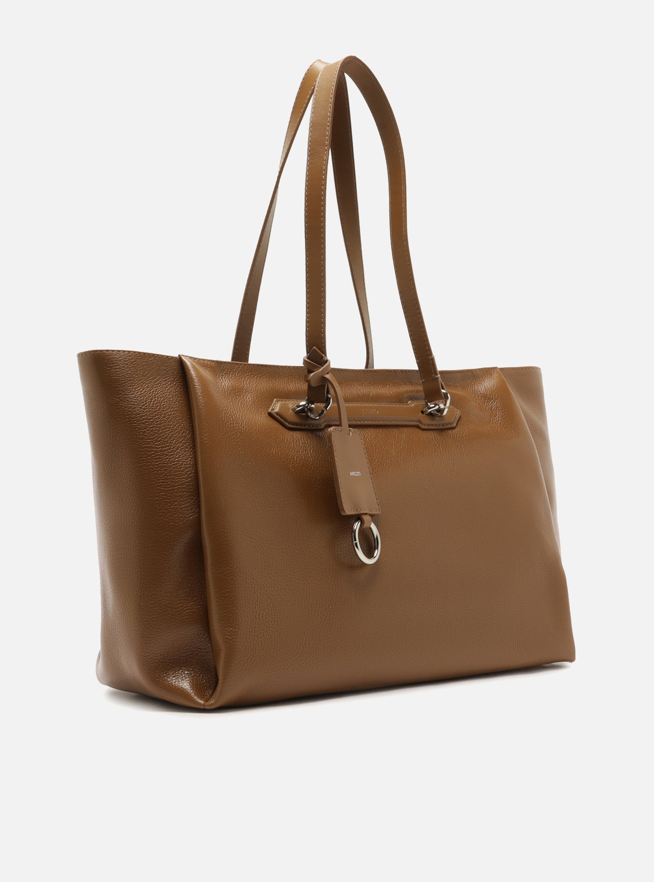 Bolsa Shopping Marrom Couro Grande Metais — foto 5