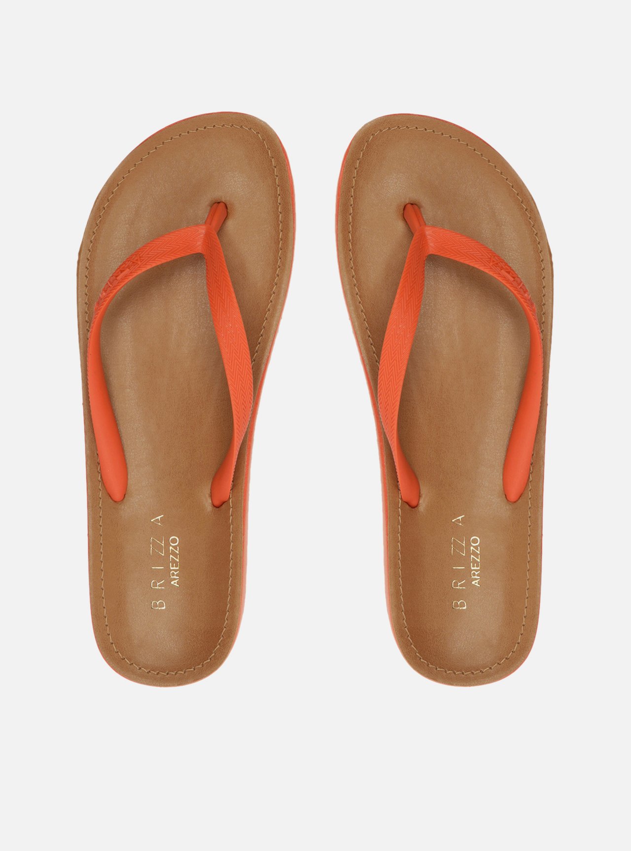 Chinelo de Dedo Laranja Palmilha Marrom — foto 1