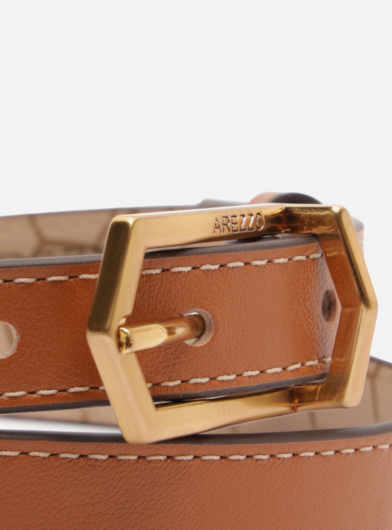 Cinto Cintura Marrom Couro Fivela Dourado — foto 4
