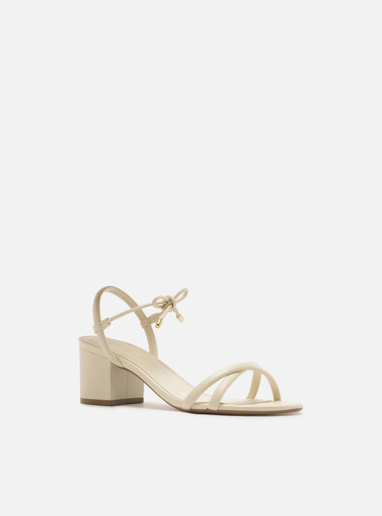 Sandália Off White Salto Bloco Amarração — foto 2