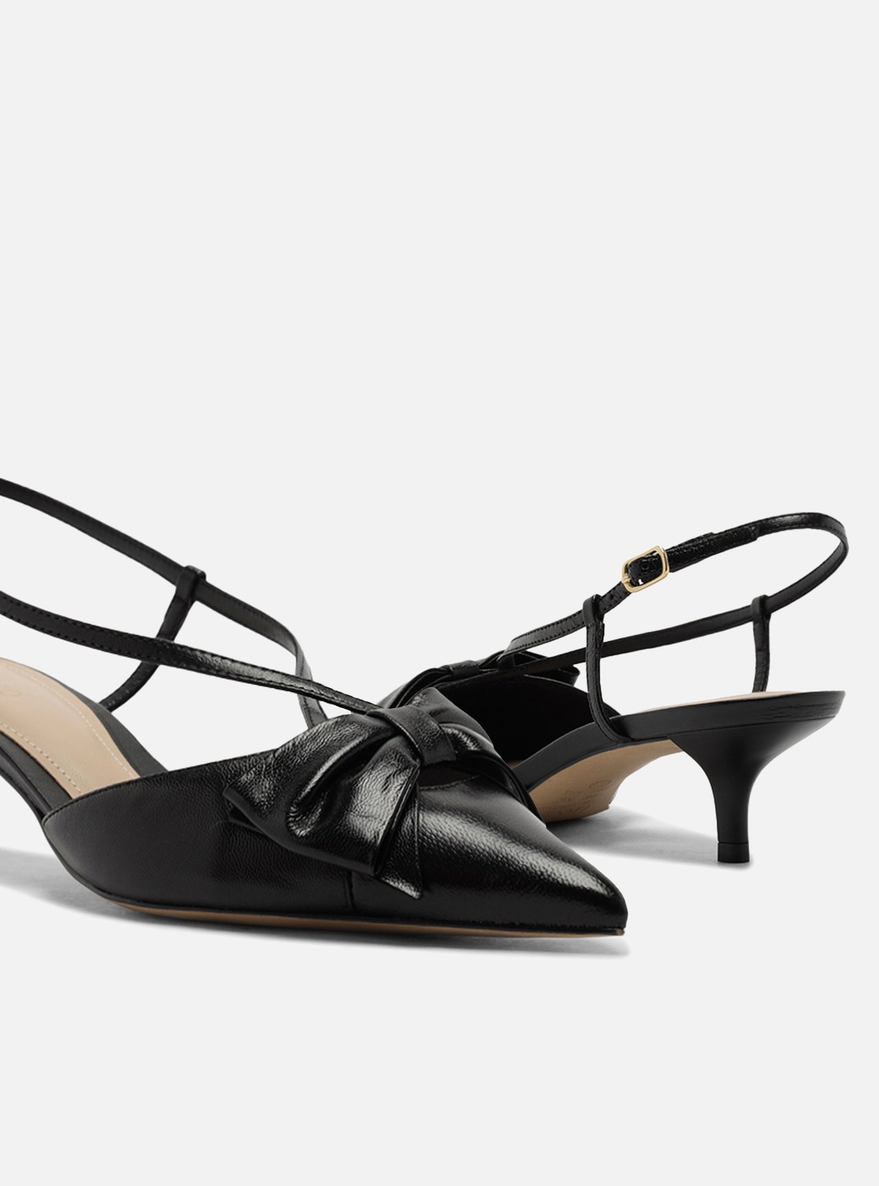 Scarpin Preto Nappa Capra Salto Fino Laço — foto 4