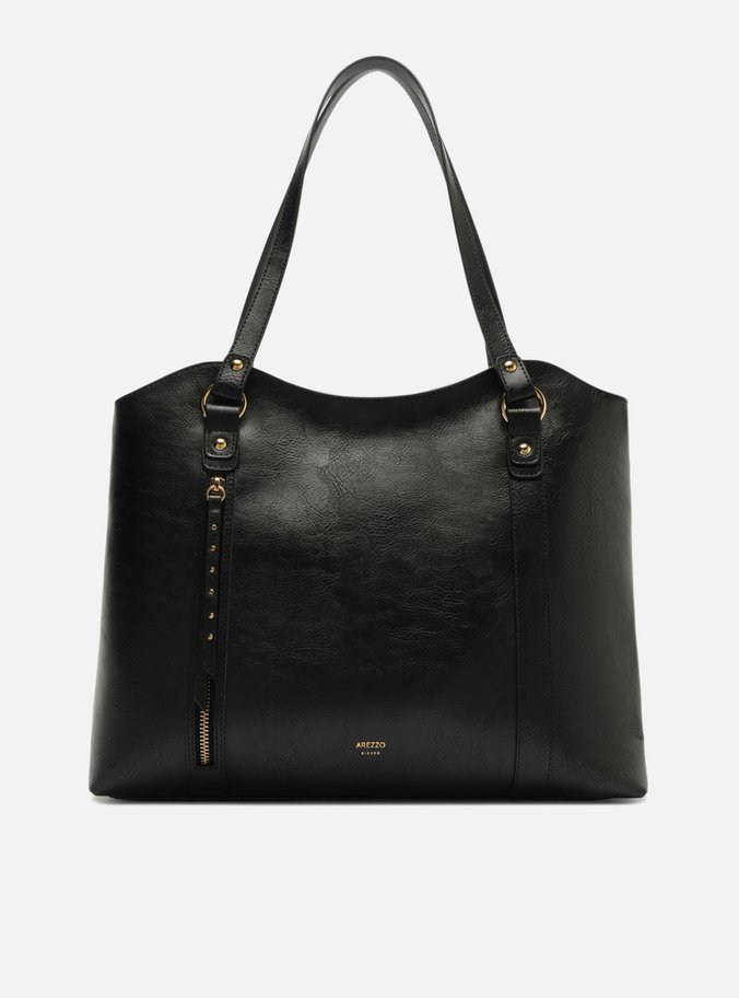 Bolsa Shopping Preta Grande Bolso Frontal Zíper