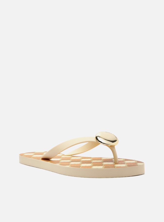 Chinelo de Dedo Branco Estampa Marrocos Metal