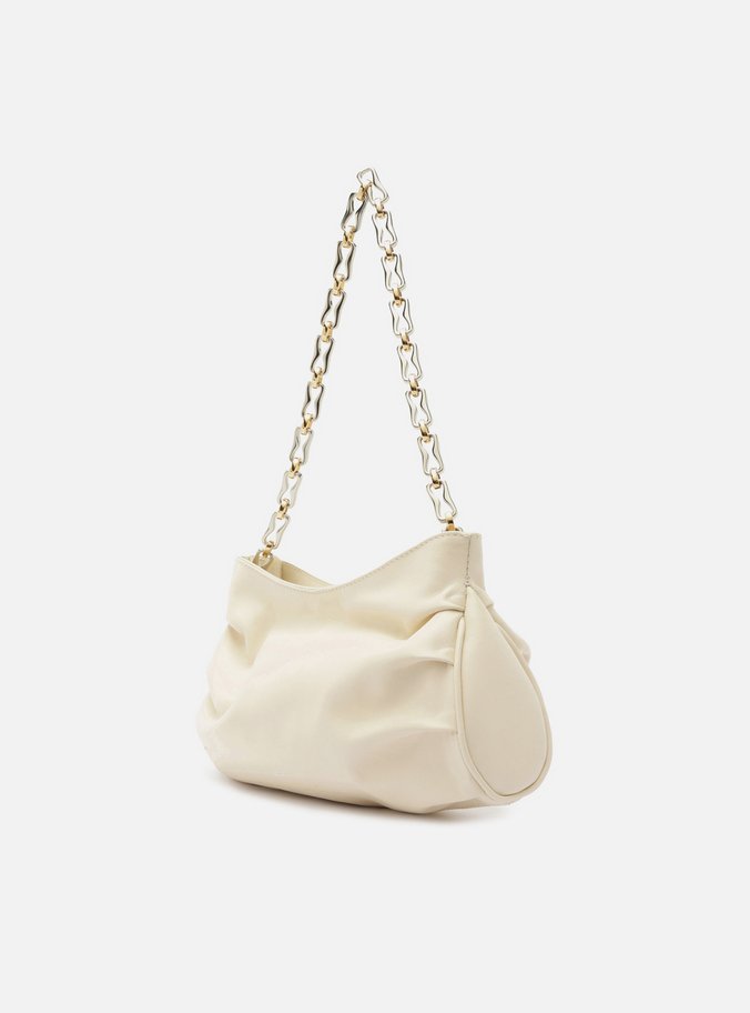 Bolsa Tiracolo Branca Couro Média Corrente Mix