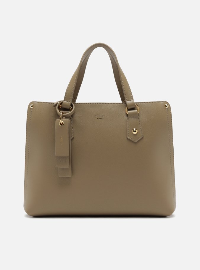 Bolsa Tote Cinza Grande Bag Charm Tag