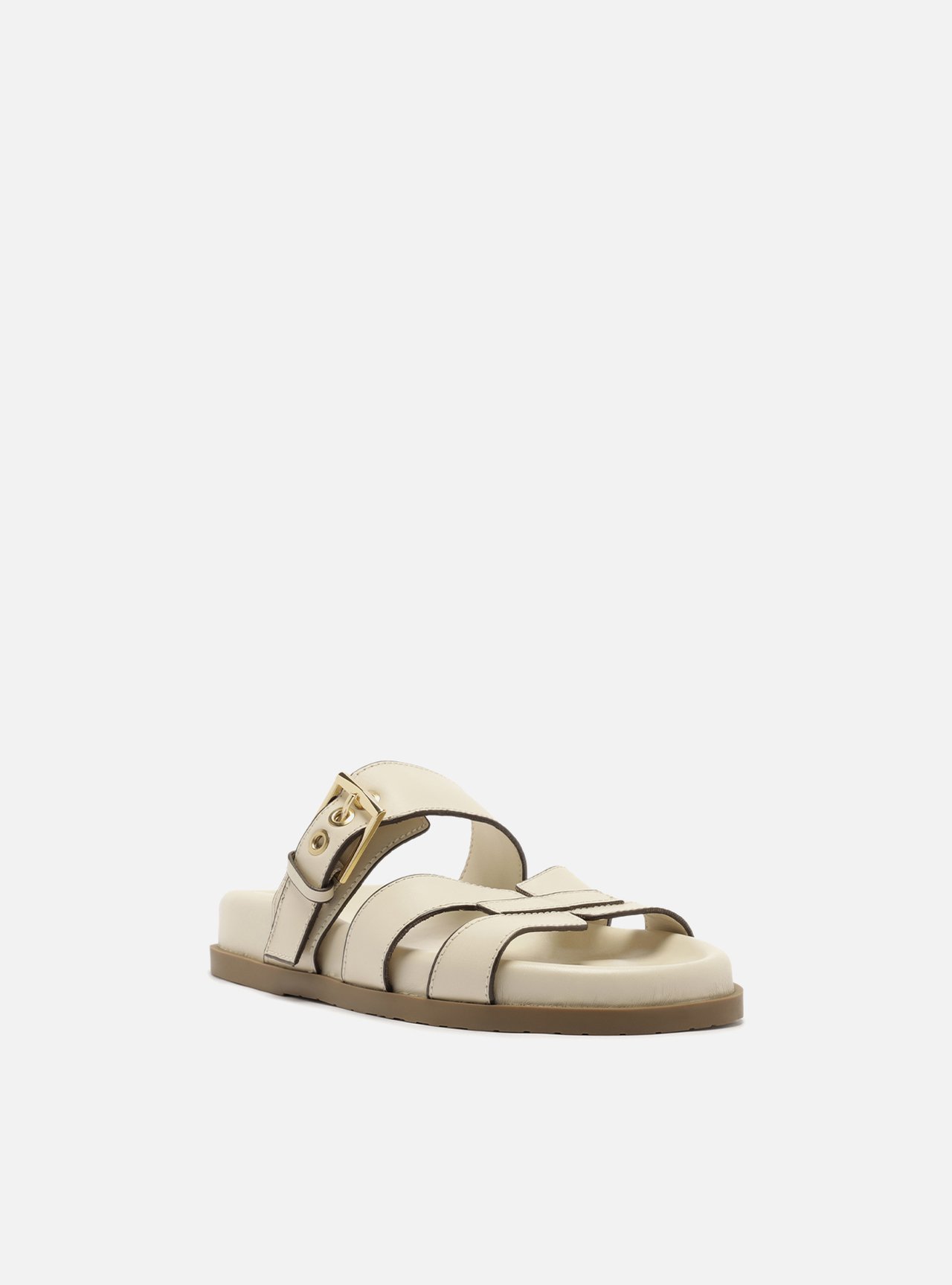 Sandália Rasteira Off-White Couro Fivela — foto 2