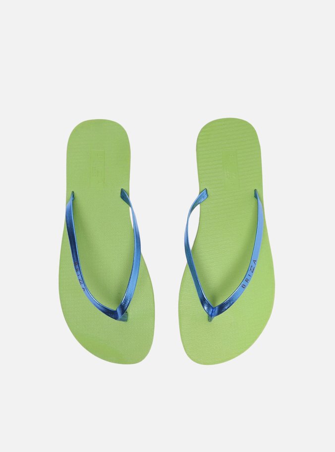 Chinelo de Dedo Verde Tira Metalizada Azul Brizza